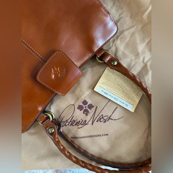✨LIKE NEW✨Patricia Nash Rienzo Satchel -Heritage British Tan LEATHER - Picture 10 of 16